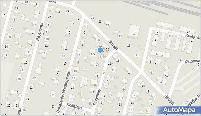 Świdnik, Drzymały, 12, mapa Świdnika