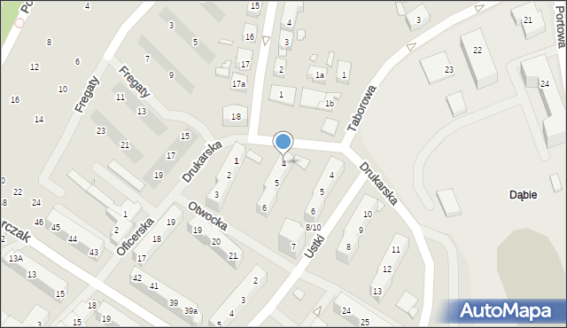 Szczecin, Drukarska, 4, mapa Szczecina