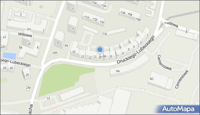 Szczecin, Druckiego-Lubeckiego Franciszka Ksawerego, 10, mapa Szczecina