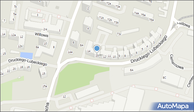 Szczecin, Druckiego-Lubeckiego Franciszka Ksawerego, 13, mapa Szczecina