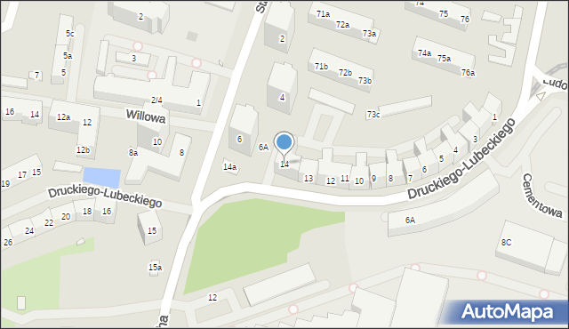 Szczecin, Druckiego-Lubeckiego Franciszka Ksawerego, 14, mapa Szczecina