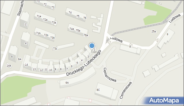 Szczecin, Druckiego-Lubeckiego Franciszka Ksawerego, 2, mapa Szczecina