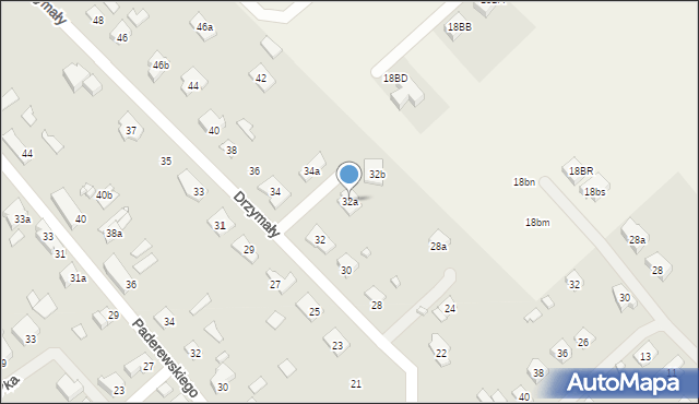 Szczytno, Drzymały Michała, 32a, mapa Szczytno