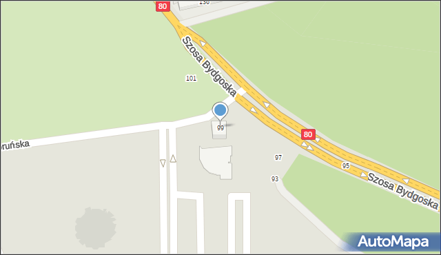 Toruń, Droga Starotoruńska, 99, mapa Torunia