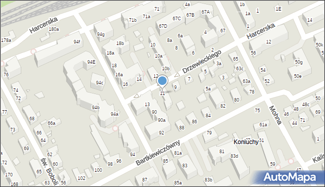 Toruń, Drzewieckiego Jana, kpt., 11, mapa Torunia