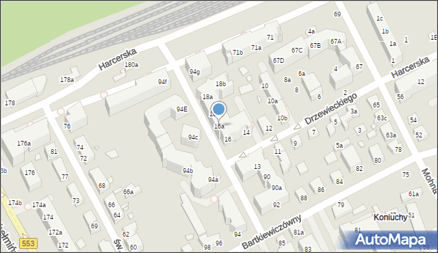 Toruń, Drzewieckiego Jana, kpt., 16a, mapa Torunia