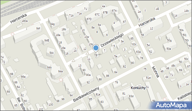 Toruń, Drzewieckiego Jana, kpt., 9, mapa Torunia