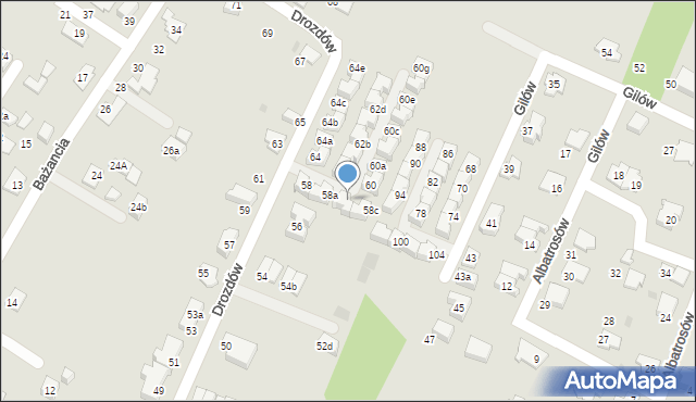 Tychy, Drozdów, 58b, mapa Tychów