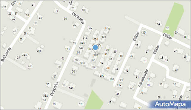 Tychy, Drozdów, 60a, mapa Tychów