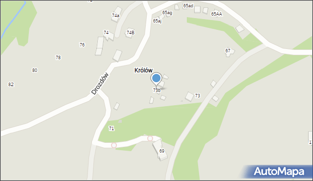 Ustroń, Drozdów, 73b, mapa Ustroń