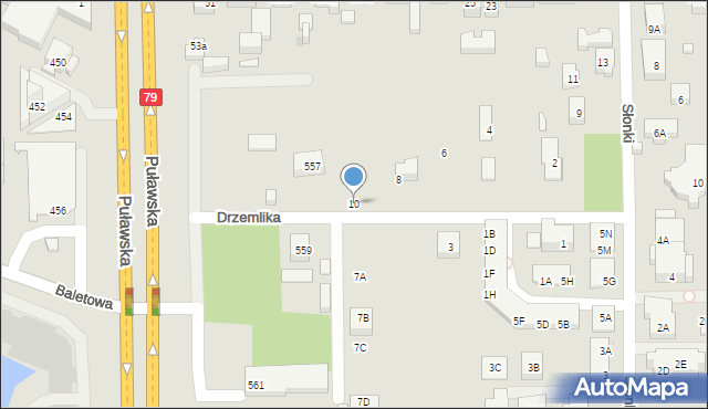 Warszawa, Drzemlika, 10, mapa Warszawy