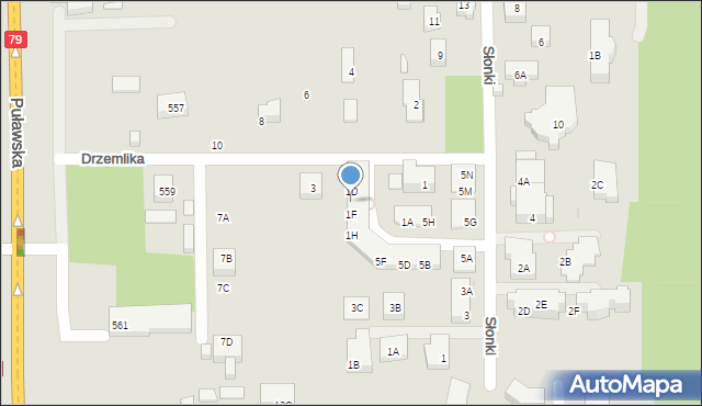 Warszawa, Drzemlika, 1E, mapa Warszawy