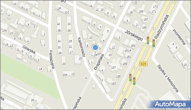 Warszawa, Drapińska, 1A, mapa Warszawy