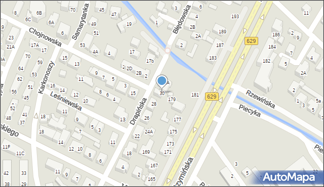 Warszawa, Drapińska, 30, mapa Warszawy