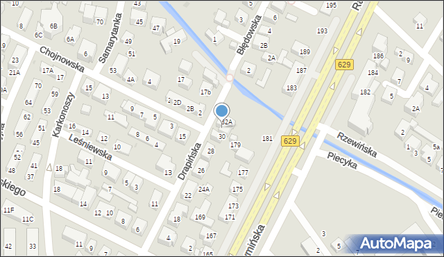 Warszawa, Drapińska, 32, mapa Warszawy