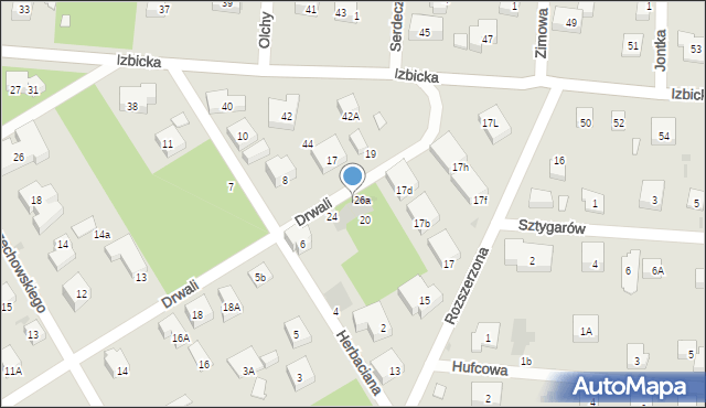 Warszawa, Drwali, 26, mapa Warszawy