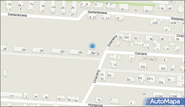 Warszawa, Draceny, 25a, mapa Warszawy
