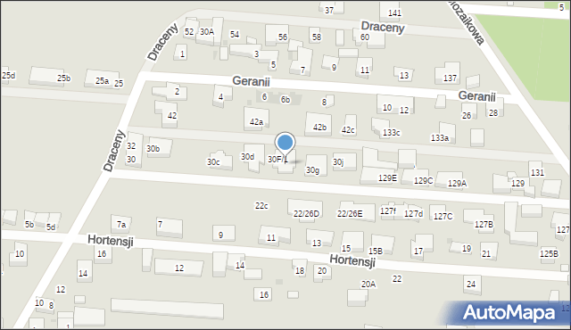 Warszawa, Draceny, 30f, mapa Warszawy