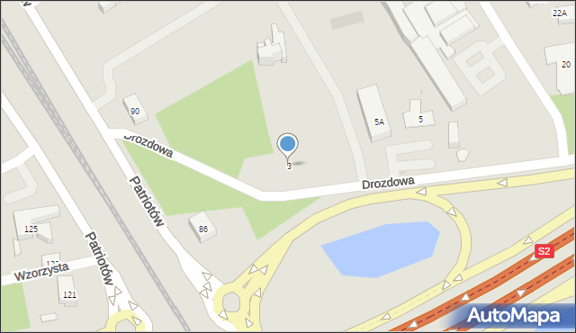 Warszawa, Drozdowa, 3, mapa Warszawy