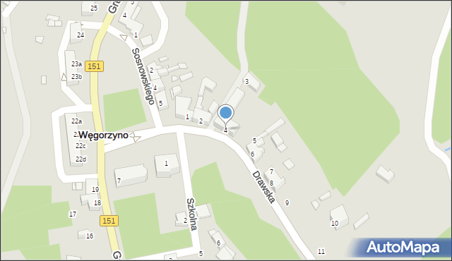 Węgorzyno, Drawska, 4, mapa Węgorzyno