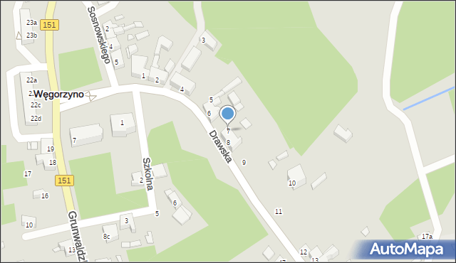 Węgorzyno, Drawska, 7, mapa Węgorzyno