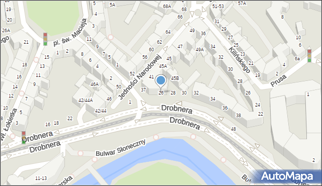 Wrocław, Drobnera Bolesława, 26, mapa Wrocławia