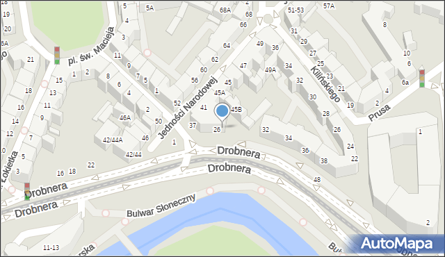 Wrocław, Drobnera Bolesława, 26A, mapa Wrocławia