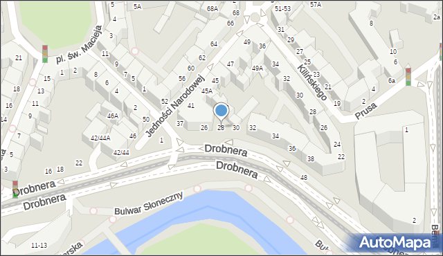 Wrocław, Drobnera Bolesława, 28, mapa Wrocławia