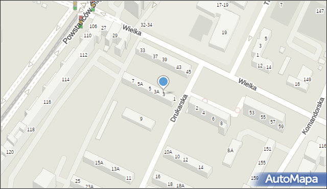 Wrocław, Drukarska, 3, mapa Wrocławia