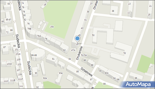 Wrocław, Drukarska, 47, mapa Wrocławia