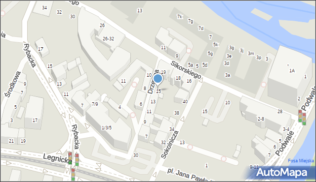 Wrocław, Drzewna, 15, mapa Wrocławia