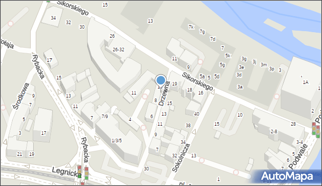 Wrocław, Drzewna, 8-10, mapa Wrocławia