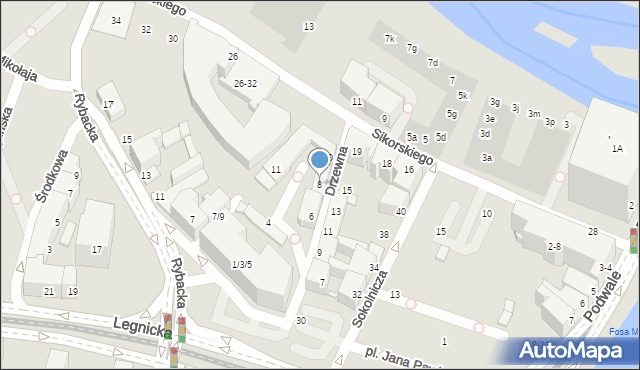 Wrocław, Drzewna, 8, mapa Wrocławia