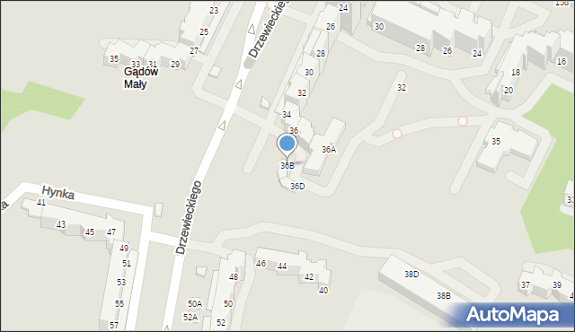 Wrocław, Drzewieckiego Stefana, 36B, mapa Wrocławia
