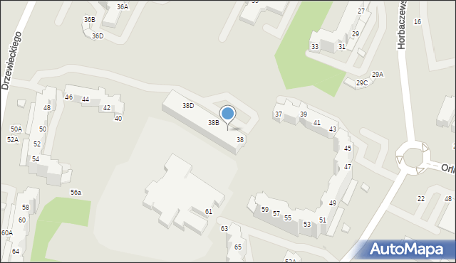 Wrocław, Drzewieckiego Stefana, 38A, mapa Wrocławia