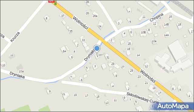 Zagórz, Dryniaka Eugeniusza, ks., 1, mapa Zagórz