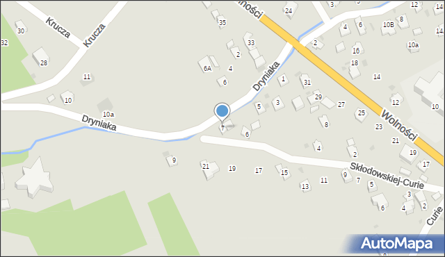 Zagórz, Dryniaka Eugeniusza, ks., 7, mapa Zagórz