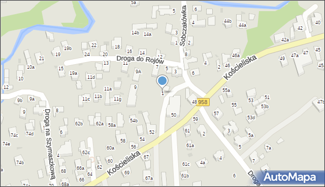 Zakopane, Droga do Rojów, 1, mapa Zakopanego