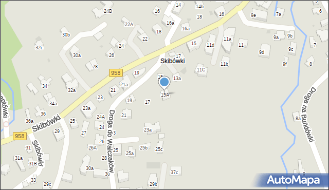 Zakopane, Droga do Walczaków, 15A, mapa Zakopanego