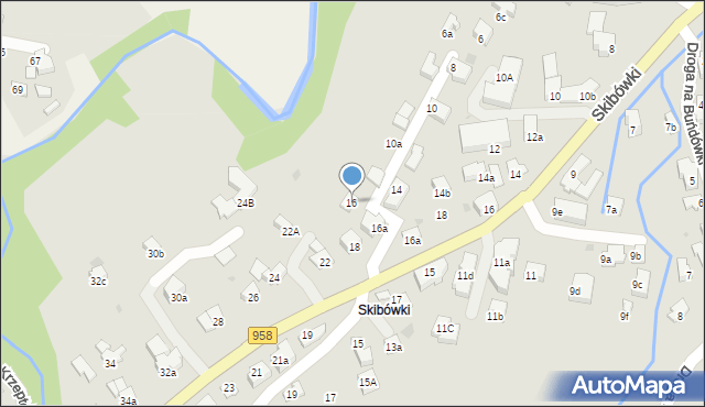 Zakopane, Droga do Walczaków, 16, mapa Zakopanego