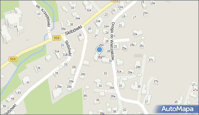 Zakopane, Droga do Walczaków, 30a, mapa Zakopanego