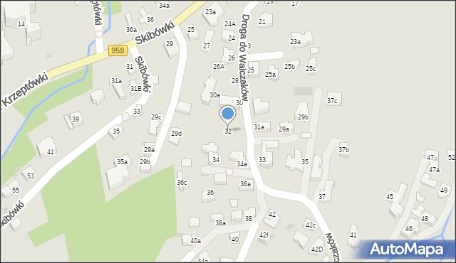 Zakopane, Droga do Walczaków, 32, mapa Zakopanego