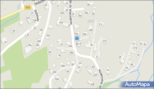 Zakopane, Droga do Walczaków, 33, mapa Zakopanego