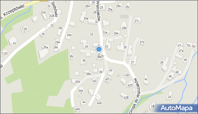 Zakopane, Droga do Walczaków, 36a, mapa Zakopanego