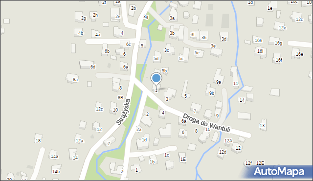 Zakopane, Droga do Wantuli, 1, mapa Zakopanego