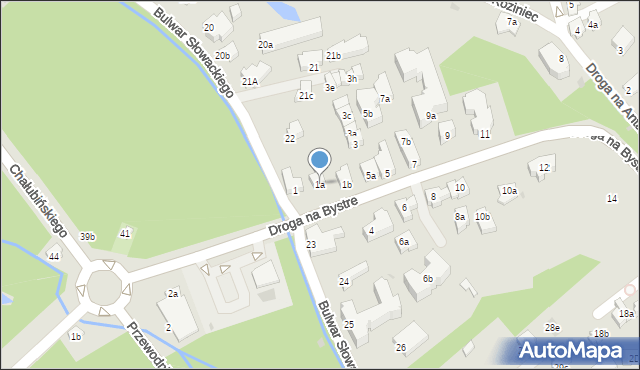 Zakopane, Droga na Bystre, 1a, mapa Zakopanego