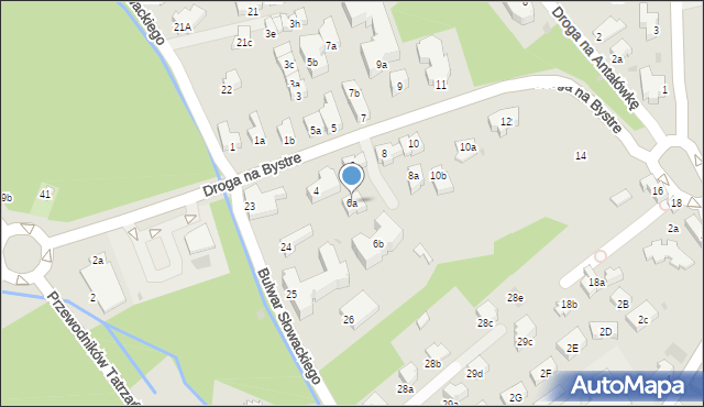 Zakopane, Droga na Bystre, 6a, mapa Zakopanego