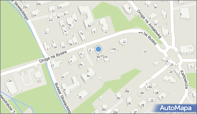 Zakopane, Droga na Bystre, 8a, mapa Zakopanego