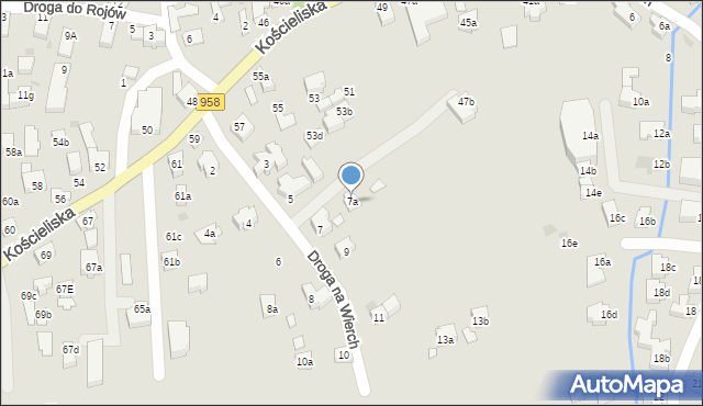 Zakopane, Droga na Wierch, 7a, mapa Zakopanego