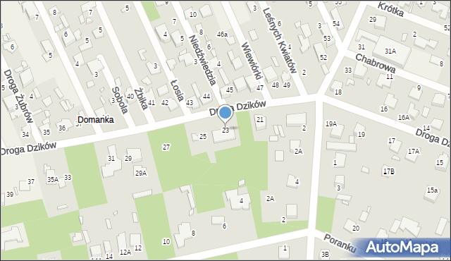 Zalesie Górne, Droga Dzików, 23, mapa Zalesie Górne